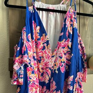 Lilly Pulitzer Blue and Pink Floral Blouse